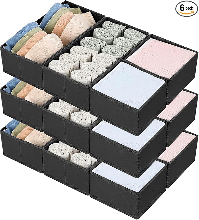 DIMJ Drawer Organizers, Set of 12 Clothes Drawer Organizer, Foldable Closet Drawer Organizer, Dresser Drawer Organizers Divid