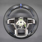 MEWANT Hand Stitch Genuine Leather Carbon Fiber Steering Wheel Cover for Ford F-150 F-250 F-350 F-450 F-550 F-600 F-650