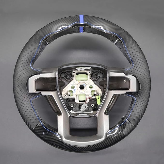 MEWANT Hand Stitched Carbon Fiber Artificial Leather Steering Wheel Cover for Ford F-150 F-250 F-350 F-450 F-550 F-600