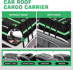 Car Rooftop Cargo Carrier Bag, Waterproof 21 Cubic Feet Car Roof Luggage Carrier for All Vechicles with/Without Racks, Includes Anti-Slip Mat, 8 Reinforced Straps, 6 Door Hooks, Luggage Locks (Green)
