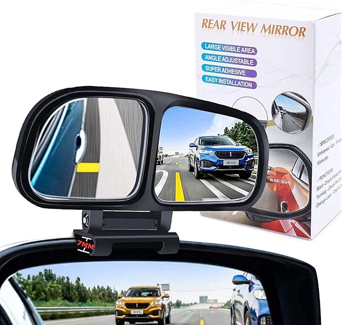 Blind Spot Mirrors for Cars, Adjustable Rear View Blind Spot Mirrors Car Auxiliary Universal Wide Angle Side Mirror Double Glass Blind Spot Snap Mirror for Truck SUV, 1 Piece (Black-Right)