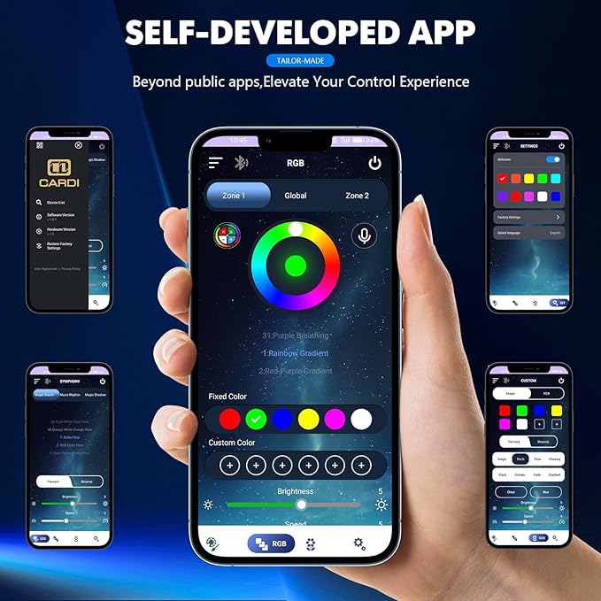2026 Upgraded Interior Car LED Strip Lights, Acrylic LED Lights for Car Dynamic Dreamcolor Chasing, Dual-Zone Control,Ambient Lighting Kits Music Sync Dreamcolor 10 in 1 with Self-Developed APP