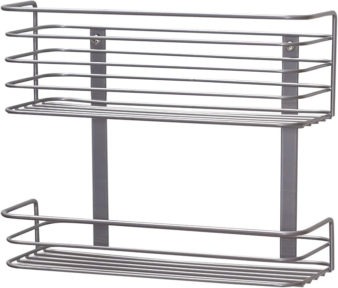 Household Essentials 1228-1 Double Basket Door Mount Cabinet Organizer | Mounts to Solid Cabinet Doors or Wall