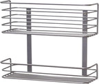 Household Essentials 1228-1 Double Basket Door Mount Cabinet Organizer | Mounts to Solid Cabinet Doors or Wall