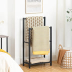 HOOBRO Free Standing Towel Rack for Bathroom, 16.5" L x 9.4" W x 31.5" H, 2 Tier Blanket Rack, Blanket Holder, Drying and Dis