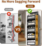 Over The Door Organizer with 5 Large Pockets, Over the Door Storage 10 Side Pockets 44 lb Load Behind Door Storage, Door Orga