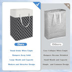 BlissTotes 3-Pack Laundry Basket, Freestanding＆Waterproof Laundry Hamper, Collapsible Tall Clothes Hamper with Easy Carry Han
