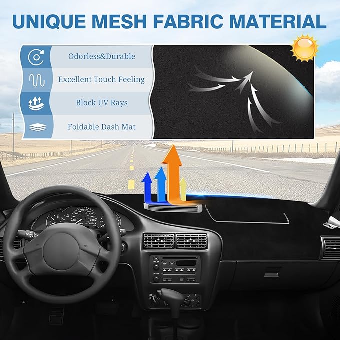 FIILINES Dash Cover for Chevy/Chevrolet Cavalier 1995-2005, Dashboard Cover Cavalier Accessories Suede Dash Cover Mat Sunshad