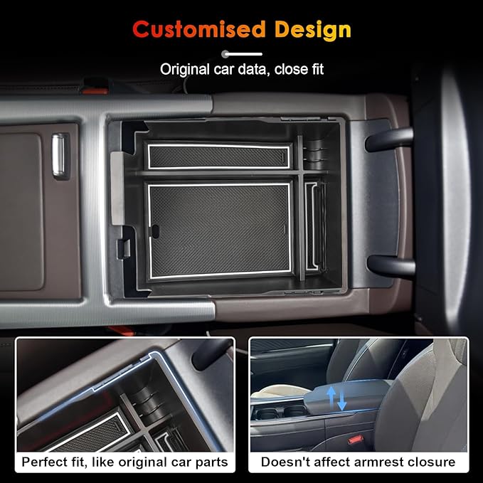for Hyundai Palisade Center Console Organizer Tray for 2023-2025 Palisade SE/SEL/XRT/Limited/Calligraphy Armrest Box Secondary Storage Glove Box Insert Accessories (23-25 Palisade White Trim)