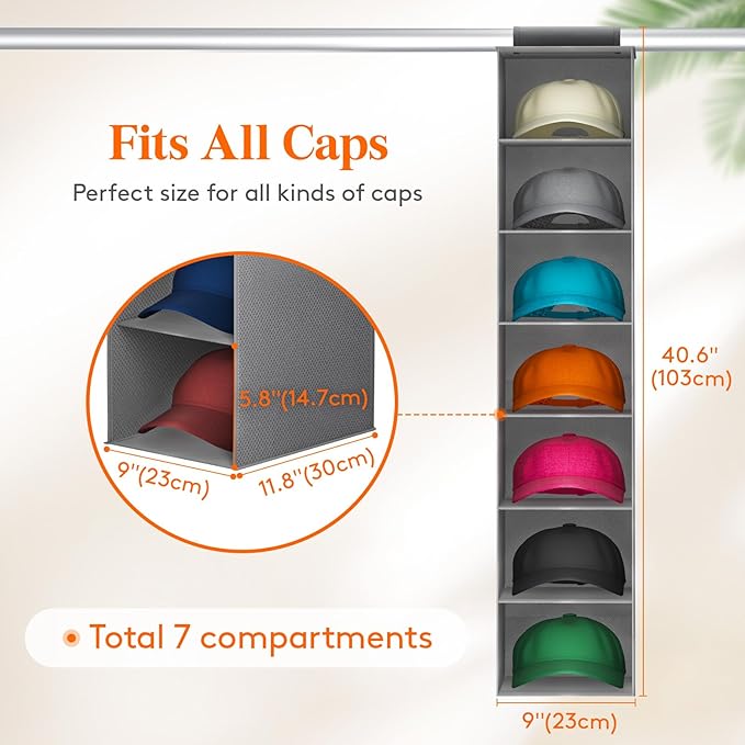 Lifewit Hat Organizer for Baseball Caps, Hat Rack Hanging Storage, Non-Woven Fabric Display Shelf Holds Up to 40 Hats, Cap Ho