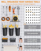 INCLY 30PCS Peg Board Organizer Accessories Kit, Pegboard Hooks Assortment with Bins, Cups, Wire Baskets and Paper Towel Hold