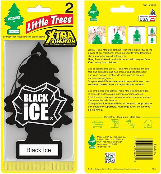 LITTLE TREES Car Air Freshener | Xtra Strength Provides Long-Lasting Scent for Auto or Home | Extra Boost of Fragrance | Blac