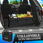 K KNODEL Car Trunk Organizer, Foldable Cover, Heavy Duty Collapsible Truck Storage Organizer, Car Cargo Trunk Organizer with Li