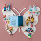 Butterfly Tonie Shelf for Tonie&TonieBox - White Magnetic Wooden Floating Shelves for Storage, Cute Tonie Wall Shelf for 20-3