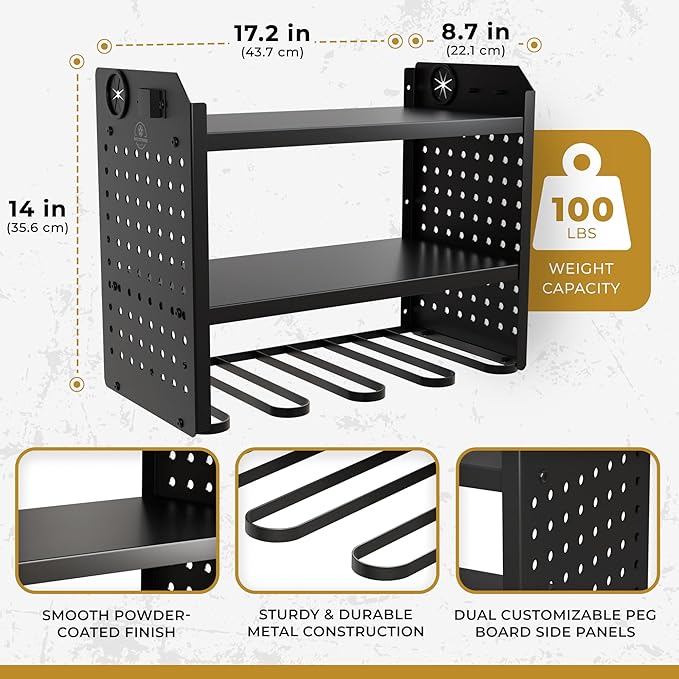 BUILTSTRONG Power Tool Organizer-6 Drill Holder Wall Mount, 3 Tier Heavy-Duty Hand Tool Storage Rack, Utility Racks, Drill Ho
