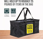 Extra Large Utility Tote Bag - Oversized Collapsible Large Beach Bag, Great for Pool with Sturdy Frame, Extra Side Pockets and Tons of Storage