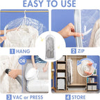 Hanging Vacuum Storage Bags, 6 Pack (53 x27.6 inch), Vacuum Seal bags for Clothing, Garment Storage for Coat, Jacket, Suits, 