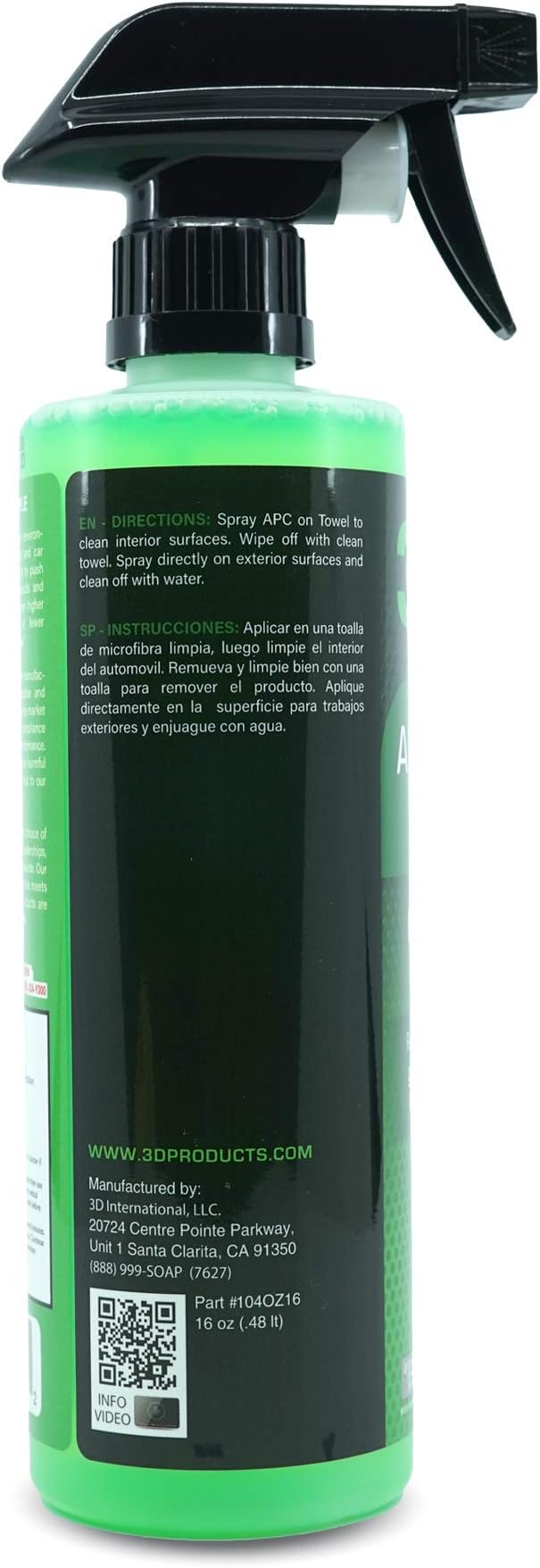 3D All Purpose Cleaner – High-Performance Interior & Exterior Car Cleaner for Vinyl, Leather, Plastic, Fabric, Carpet & More 