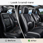 Coverado Car Seat Covers, Leather Seat Covers Full Set, Waterproof Car Seat Protector with Lumbar Support, Automotive Seat Co
