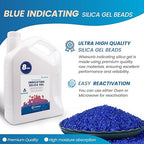 [Net Weight 8LBS] Blue Indicating Silica Gel Beads Desiccants - Rechargeable Desiccant Beads Silica Beads (Blue to Pink, 1 Pa