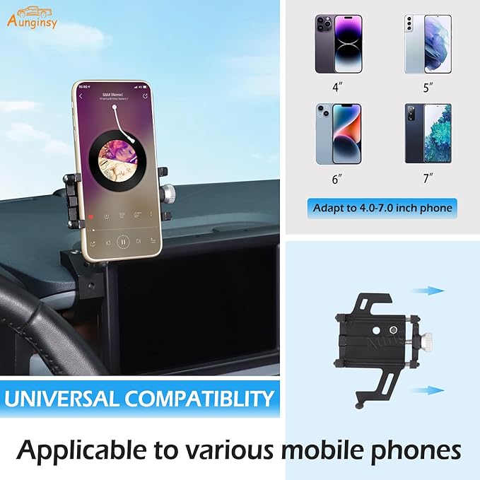 Aunginsy Dashboard Phone Mount Compatible with Ford Maverick 2022-2024, 8-inch Navigation Screen Upper Panel Fixed Clip 360° Rotation Mobile Phone Holder for Most Cell Smartphone Bracket Accessories