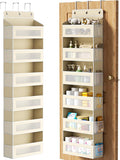 Over The Door Organizer with 6 Large Pockets, Over the Door Storage 12 Side Pockets, Hanging Door Organzier 44 lb Load Behind