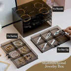 SPAKOWN Earring Organizer, Acrylic Earring Box Large 30 Compartments Jewelry Holder Organizer with 5 Drawers Stackable Earrin