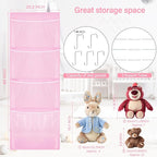 Woodoulogy Hanging Stuffed Animal Storage, Over Door Large Plush Toy Organizer with Metal Hook, Baby Accessory Holder Idea fo