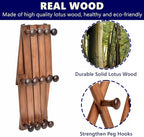Amber Home Wood Accordion Wall Rack 13 Hooks (Pegs), Expandable Wall Mounted Hanger for Coat, Hat, Scarf, Coffee Mugs, X Shap