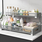 2 Pack 20.47IN Depth Under Sink Storage Organizer, Large 2-Tier Elegant Mesh Pull Out Shelf for Kitchen and Bathroom Cabinet 