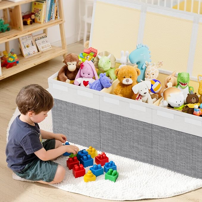 Dayacoco 40"X14"X16" Extra Large Toy Box Chest with Lids, 150L Collapsible Sturdy Kids Toy Storage Organizer Boxes for Boys G