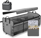 Large Trunk Organizer with Removable Cooler Bag-Collapsible Durable Multi Compartments w/ Foldable Cover, Non Slip Bottom Car