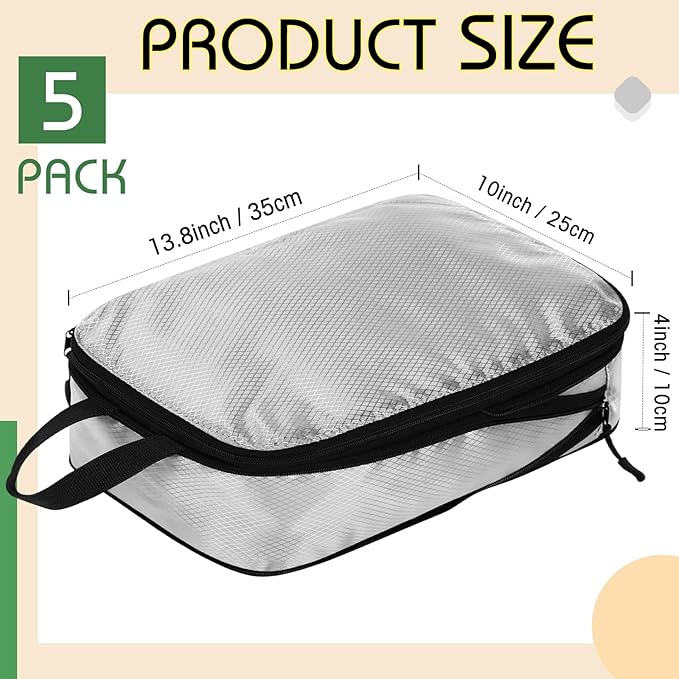 5 Pack Compression Packing Cubes for Travel Space Saving Cubes Luggage Organizer for Suitcase(Gray,M)