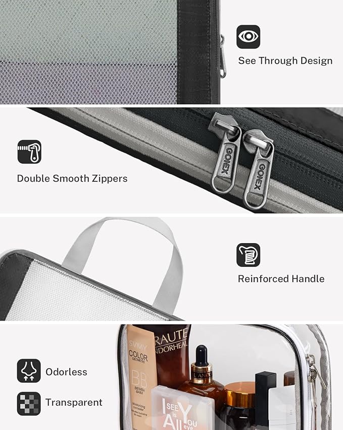 Gonex Expandable Mesh Packing Cubes - 8 Set Compression Organizer for Travel Essentials with Toiletry, Laundry, Shoe & Cable 