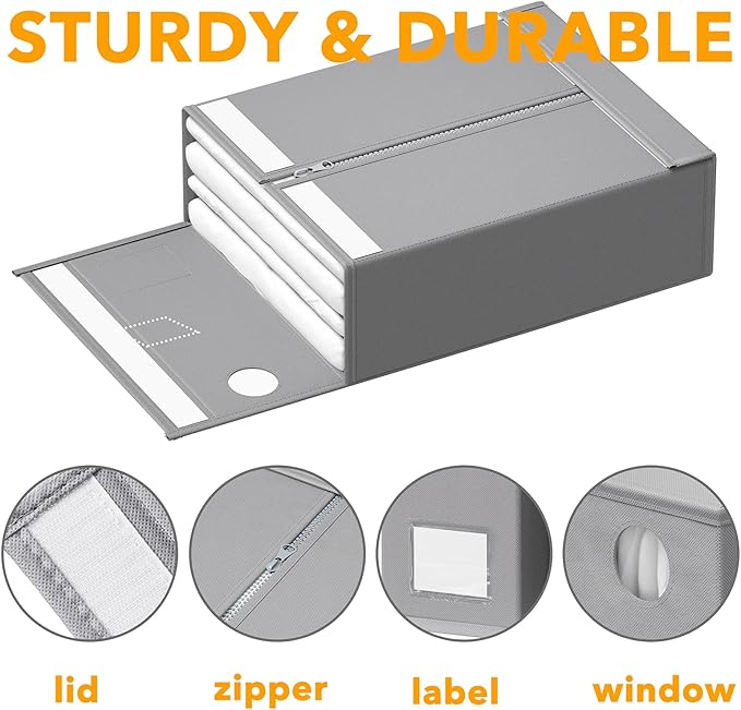SpaceAid 3 Pack Bed Sheet Organizers and Storage, Foldable Sheet Organizer for Linen Closet, Sheets Set Folder Keeper with Wi