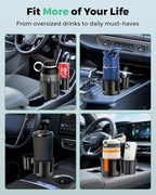 Basix by iOttie Adjustable Dual Cup Holder for Car with Expandable Base, Oversized Main Compartment, Removable Second Cup or Phone Holder Attachment, Fits Most Vehicles
