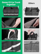 Oasser Trunk Organizer Cargo Organizer Trunk Storage Waterproof Collapsible Durable Multi Compartments with Foldable Hard Cover