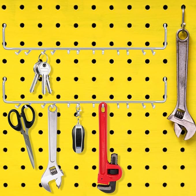 PRETYZOOM 2Pcs Multi-Prong Pegboard Accessories Organizer Kit, Tool Storage Hooks for Workshop Various Tools Home, Garage, Cr
