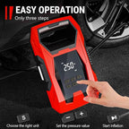CARSUN AC/DC Tire Inflator Portable Air Compressor, Dual Power for Home 110V AC and Car 12V DC Air Pump with Pressure Gauge, Auto Shutoff, Tire Pump for Car Motorcycle Bike and Other Inflatables, Red