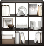 Furinno CUBICLE Book Shelf, 9-Cube Bookshelf, Extra Thick Frame Reversible Bookcase with Open Back, 14.6" x 44" x 44", for Li