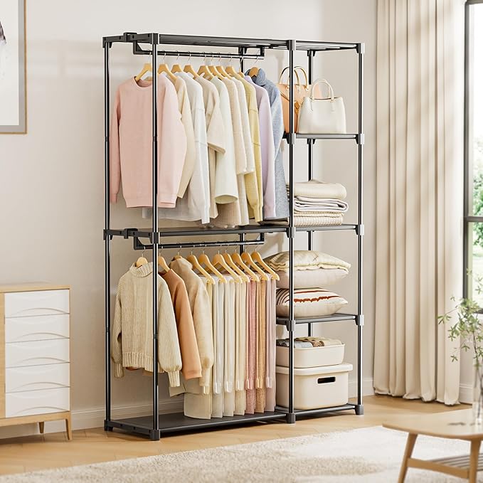 Neatrays Portable Closet, Freestanding Wardrobe Closet Organizers and Storage,Open Clothing Racks for Hanging Clothes with 4 
