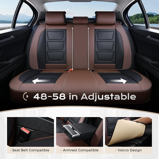 Coverado Car Seat Covers Full Set, Seat Covers for Cars, Front Seat Covers and Back Seat Cover Waterproof Leather Automotive 