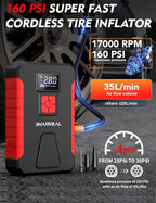 Sharmeal Jump Starter with Air Compressor, 5000A 160PSI Car Jump Starter Battery Pack (10.0L Gas/9.0L Diesel), Battery