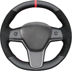 MEWANT Hand Stitched Steering Wheel Cover for Tesla Model 3 2017-2023 / Model Y 2020-2023 for Tesla Model 3/Y Accessories