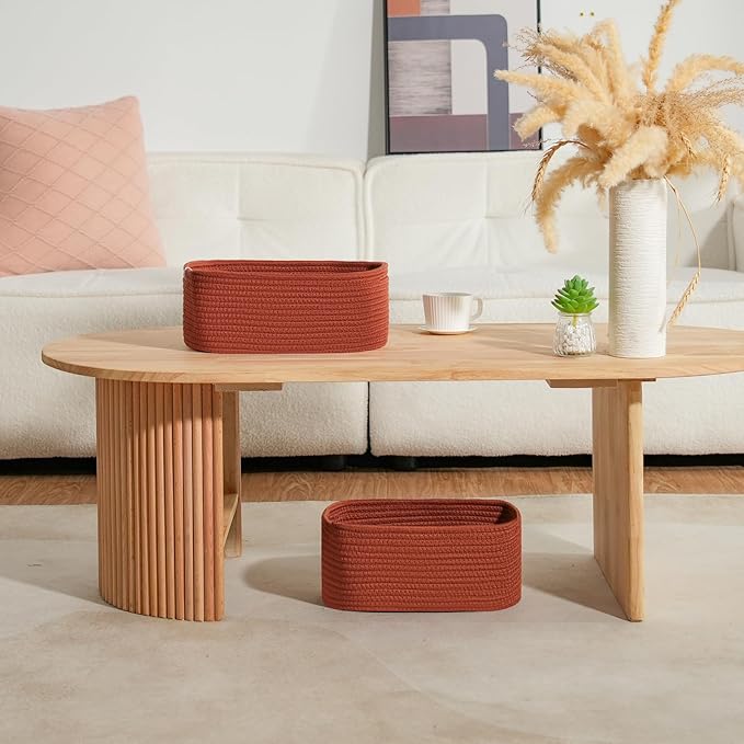 3-Pack Shelf Baskets for Organizing, Closet Organizer Bins, Small Woven Baskets, Rope Toy Basket, Storage Basket for Shelves,