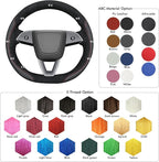 MEWANT DIY Stitching Steering Wheel Cover Wrap for Tesla Model 3 Highland 2023-2025/Model Y 2025 Highland for Tesla Model 3/Model Y Accessories(3D Style)