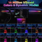 Interior Car LED Strip Lights for Tesla Model 3 Y 2021-2023, 16 Million Colors Ambient Lighting Kit with APP Control, Music Sync Color Change Neon Lights for Dashboard & Center Console