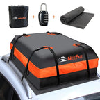MeeFar Car Roof Bag XBEEK Rooftop top Cargo Carrier Bag Waterproof 15 Cubic feet for All Cars with/Without Rack, Includes Anti-Slip Mat, 8 Reinforced Straps, 6 Door Hooks, Luggage Lock