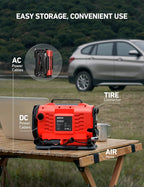 AstroAI Tire Inflator Portable Air Compressor Pump 150PSI 12V DC/110V AC with Dual Metal Motors&LED Light, Automotive Car Accessories&Two Modes for Car, Bicycle Tires and Air Mattresses, Red
