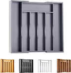 Kitchen Silverware Drawer Organizer and Storage Bamboo Wood Cooking Utensil Holder Cutlery Knife Jewelry Spice Rack Spoon For